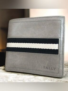 BALLY Signature Stripe Leather Bifold Wallet 🖤